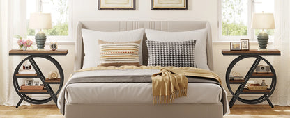 Tribesigns End Table for Living Room, 3-Tier Narrow Side Table with Storage, Wood Sofa Side Table with Geometric Metal Frame