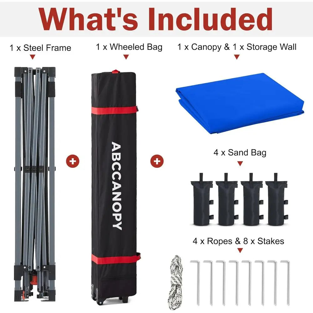 10x10 Outdoor Tent with Storage Sidewall and 4 Weights for Commercial Events - Royal Blue