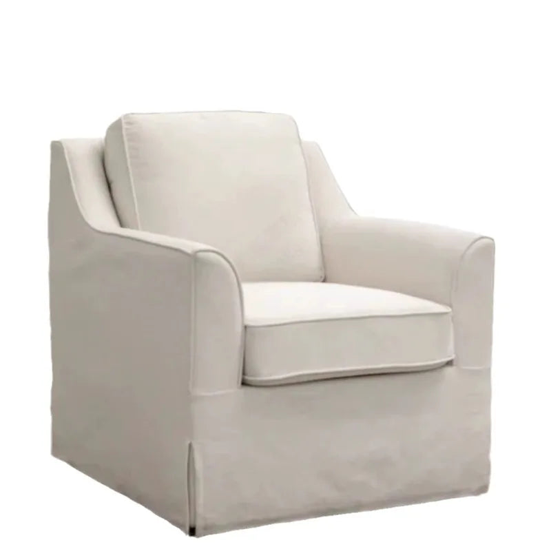 North American wabi style Japanese style white cream linen cotton and linen designer living room B & B straight