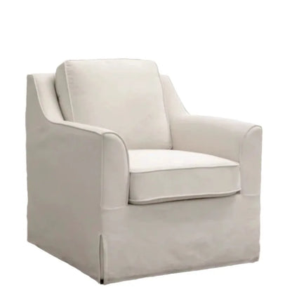 North American wabi style Japanese style white cream linen cotton and linen designer living room B & B straight