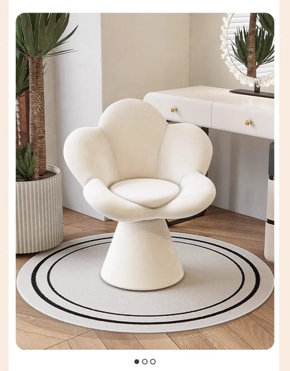 Creative Petals Vanity Stool Creamy Makeup Chair for Girl Modern Nail Salon Seat with Backrest Girly Aesthetic Bedroom Furniture