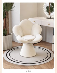 Creative Petals Vanity Stool Creamy Makeup Chair for Girl Modern Nail Salon Seat with Backrest Girly Aesthetic Bedroom Furniture