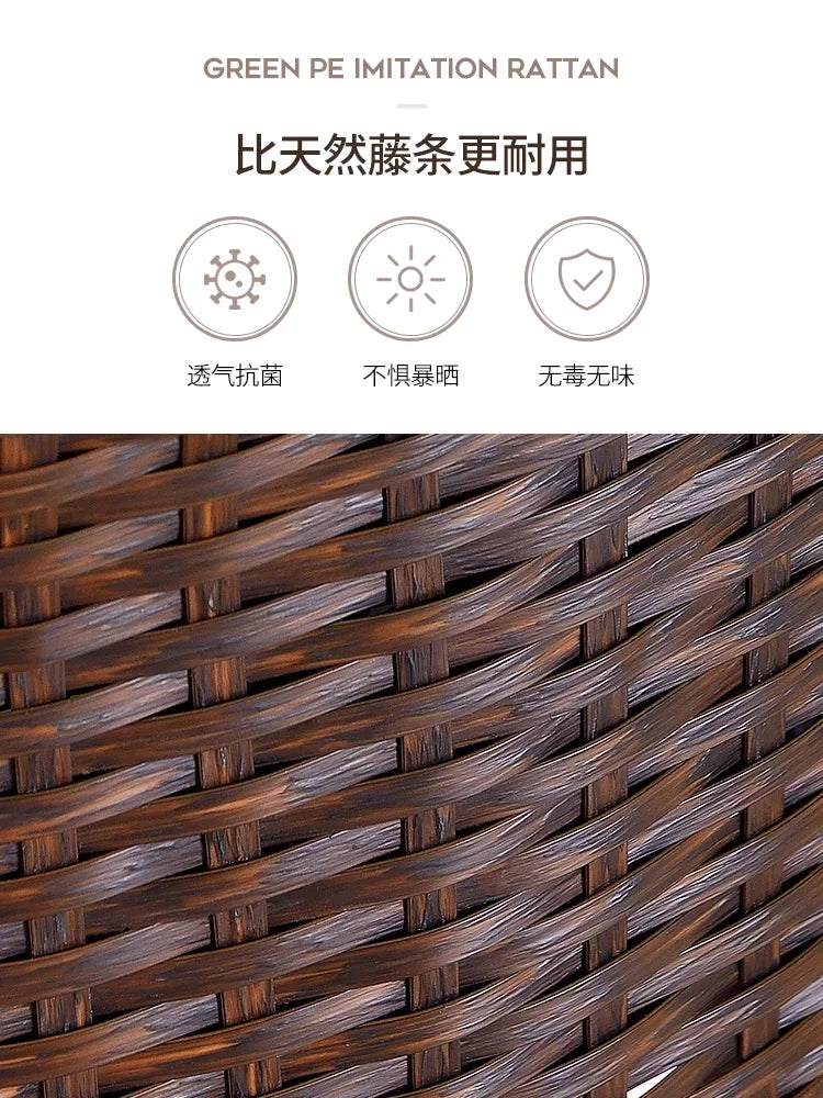 Balcony Small Table and Chair Rattan Chair Three-Piece Set Outdoor Tea Table Combination Terrace Courtyard Table and Chair