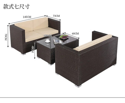 Terrace Modern Garden Sofas Outdoor Combination Courtyard Nordic Garden Sofas Waterproof Pe Rattan Furniture Sofá Jardín MHHYSF