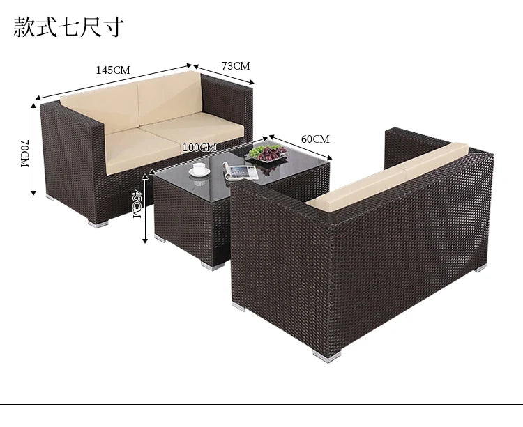 Terrace Modern Garden Sofas Outdoor Combination Courtyard Nordic Garden Sofas Waterproof Pe Rattan Furniture Sofá Jardín MHHYSF