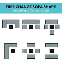 Outdoor Patio Furniture Set, Wicker Sofa with Tea Table, Rattan Conversation Sectional Set