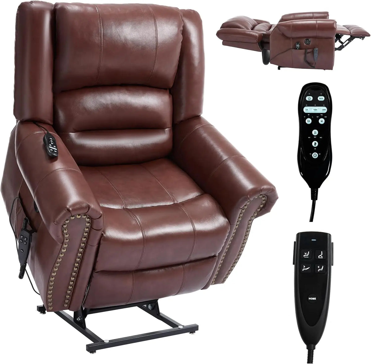 Dual Motor Power Lift Chair, Lay Flat Recliner Chair, Electric Recliner with Massage and Heat for Elderly, Remote Control, Infin