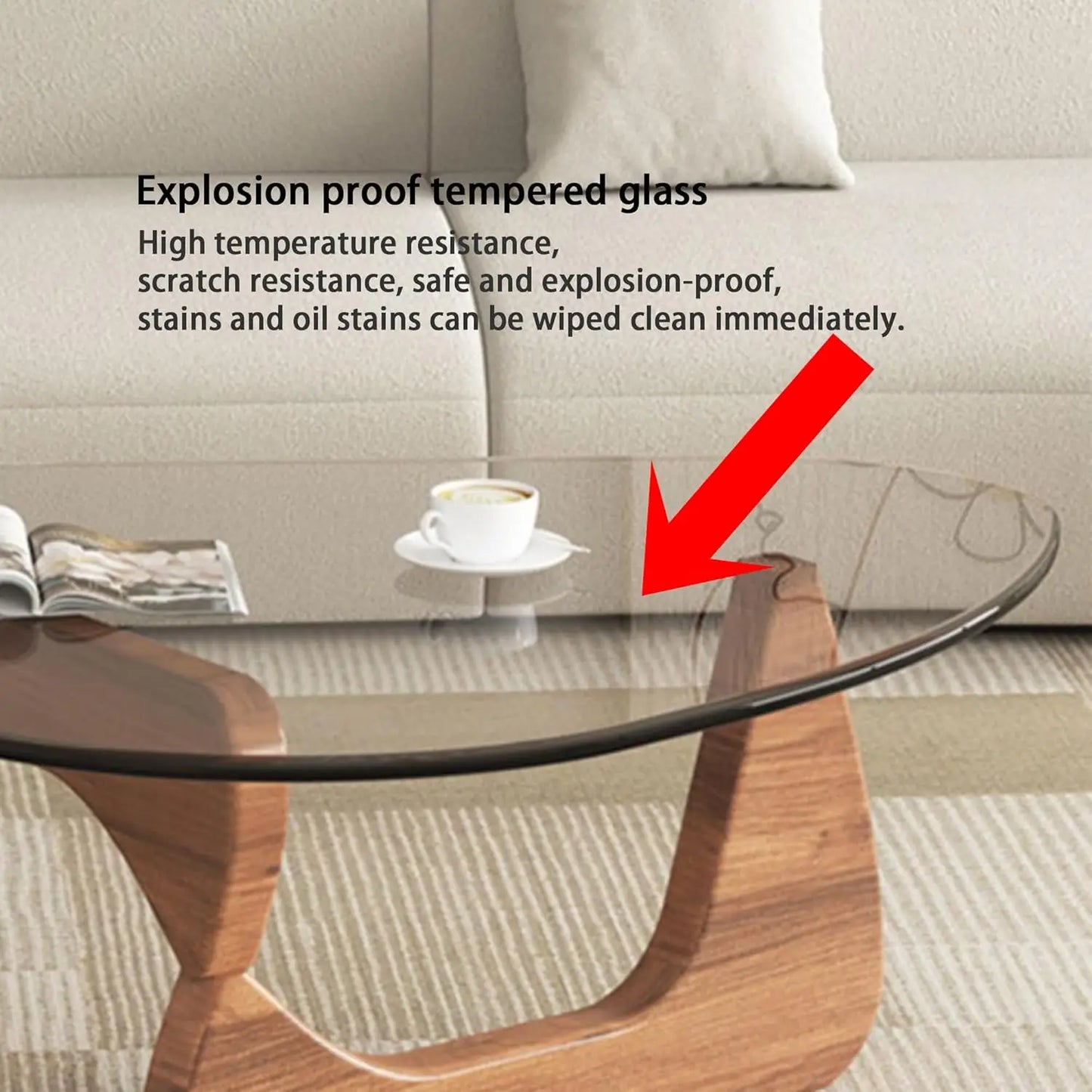 Modern Glass Coffee Table for Living Room mid Century Small Coffee Table Stylish Coffee Tables, Suitable for Bedroom Living Room