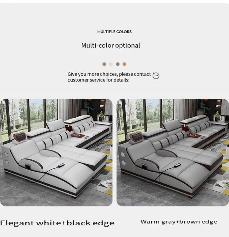 Massage Modern Leather Sofa Luxury Multi Functional Italian Recliner Sofa Couch Puffs Divano Da Soggiorno Living Room Furniture