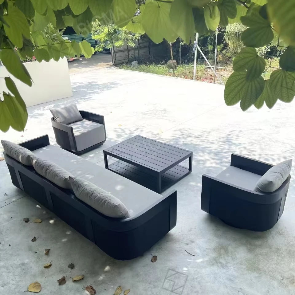Sigma Designer Aluminum Furniture with Cushions Sofa Set Living Room Garden Patio Hotel Sectional Outdoor Sofa