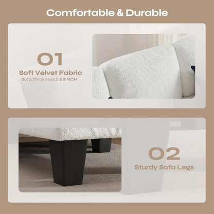L-Shape Sectional Sofa Reversible Chaise Boucle Spring Cushion Living Room Apartment Small Space, Customized