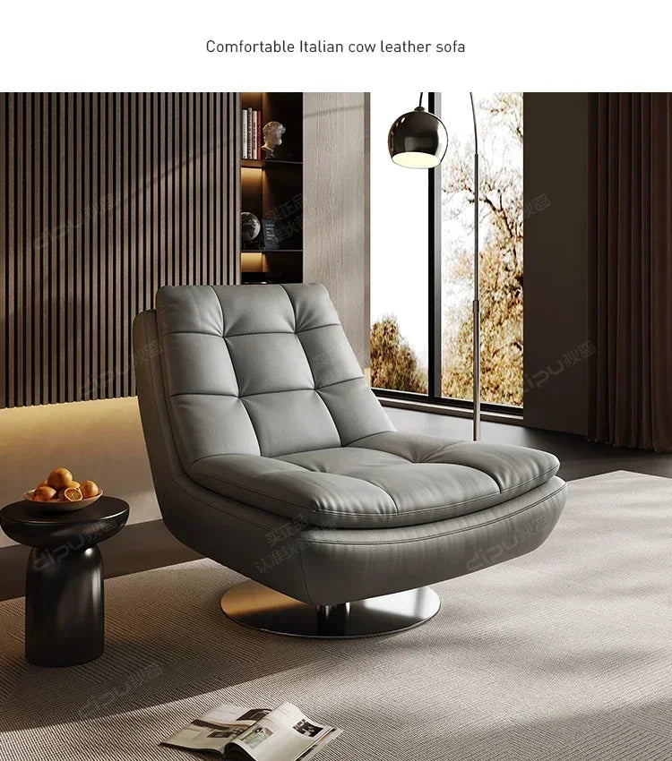 Genuine Leather Couch Single Minimalist Cream Style Living Room Small Apartment Bedroom Leisure Chair