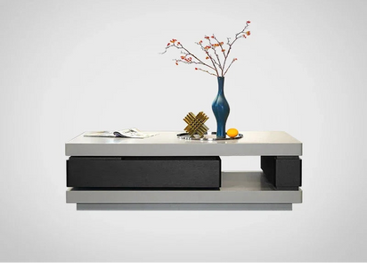 Minimalist light luxury villa coffee table smoked wood color baking paint rotating storage modern simplicity