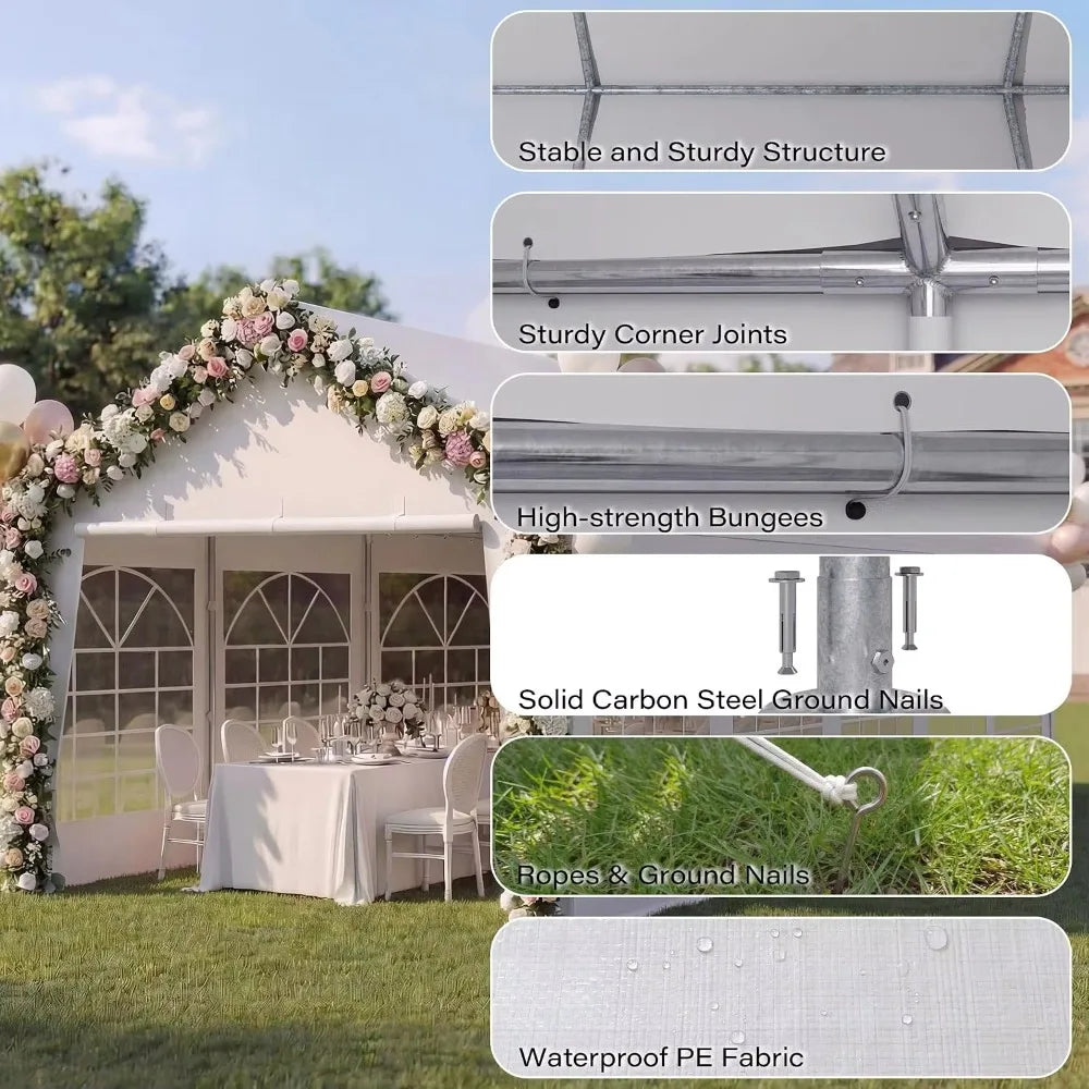20x40 Party Tent, Heavy Duty Waterproof Canopy Tent with Removable Sidewalls & Roll-Up Zipper Door, Large Outdoor, Customized