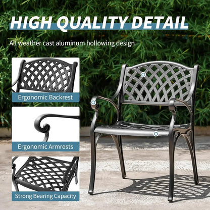 [Best Seller, Limited Stock!]2 Piece Outdoor Cast Aluminum Dinning Chairs,Patio Bistro Chair Set with Armrests,Chairs for Patio