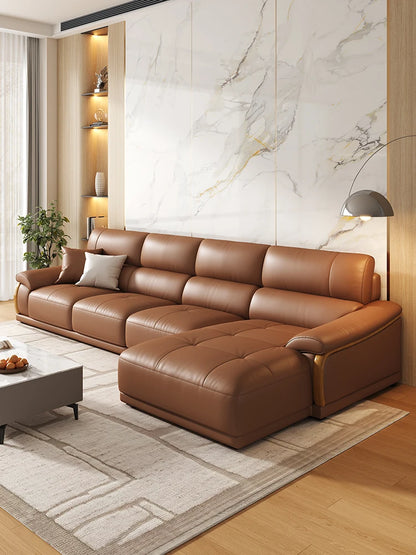 LMM living room modern simple leather sofa light luxury combination large and small apartment leather art