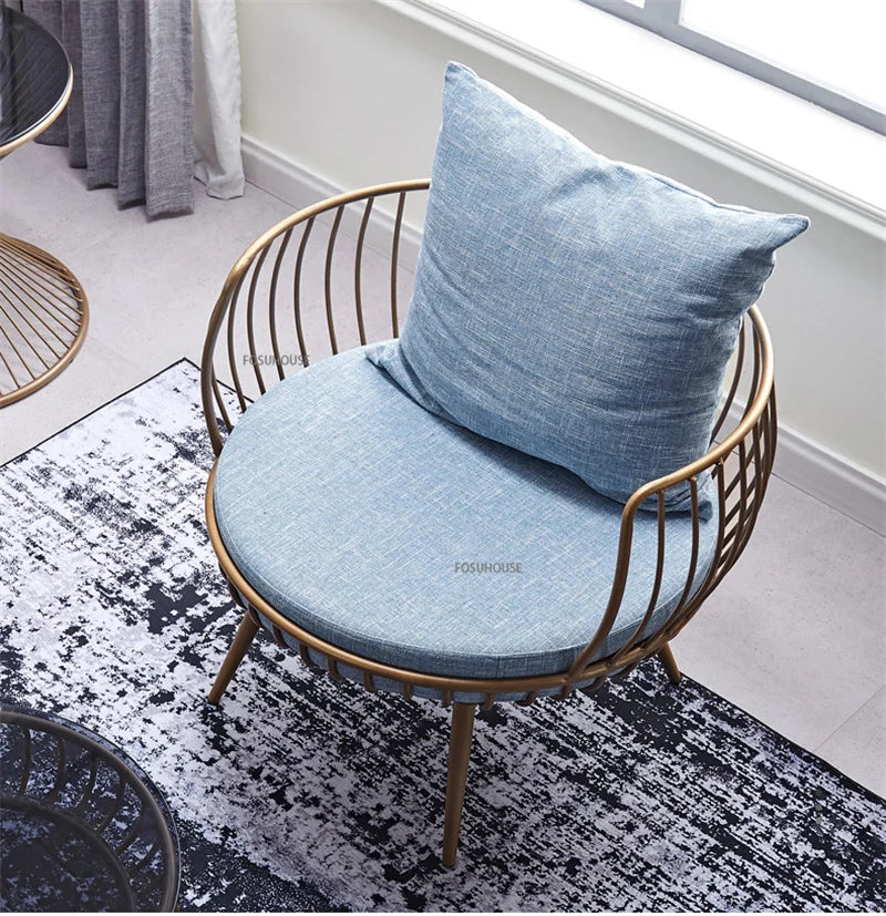 Living Room Furniture Bedroom Light Luxury Minimalist Single Sofa Chair Lounge Chair Nordic Wrought Iron Living Room Chairs