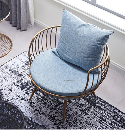 Living Room Furniture Bedroom Light Luxury Minimalist Single Sofa Chair Lounge Chair Nordic Wrought Iron Living Room Chairs
