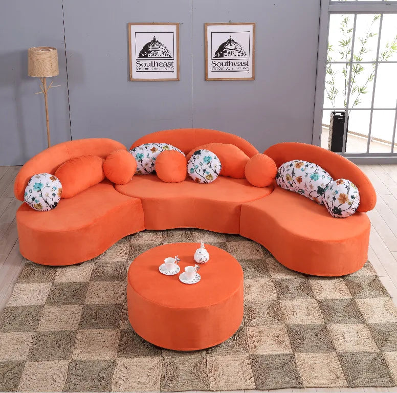 Curved fabric sofa Nordic light luxury personalized creative sofa Modern simple special-shaped living room combination round