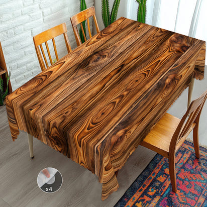 1 Piece of Retro Country Farmhouse Style Printed Tablecloth, Wooden Pattern Design, Suitable for Camping Style Picnic