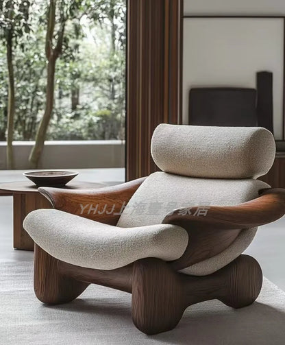 Comfortable solid wood sofa chair soft decoration living room casual armrest recliner