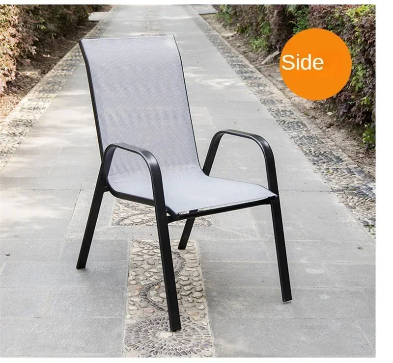 Outdoor Beach Chairs Outdoor Courtyard Balcony Waterproof and Sunscreen Iron Chair Home Leisure Back Armchairs Outdoor Furniture