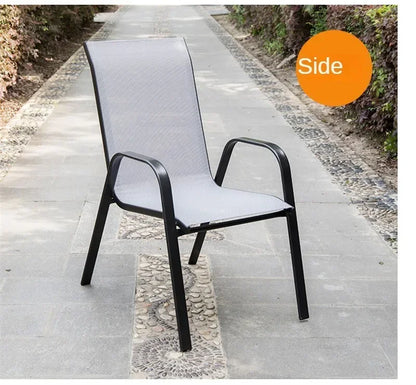 Outdoor Beach Chairs Outdoor Courtyard Balcony Waterproof and Sunscreen Iron Chair Home Leisure Back Armchairs Outdoor Furniture