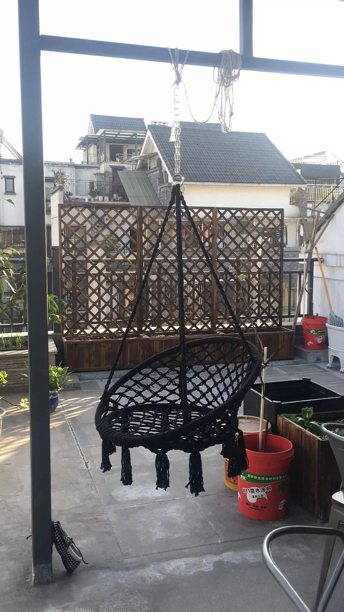 Hammock Hanging Swinging Chair,Hanging Cotton Rope Swing Chairs with Cushion and Hardware Kits, Hanging Chairs for Indoor