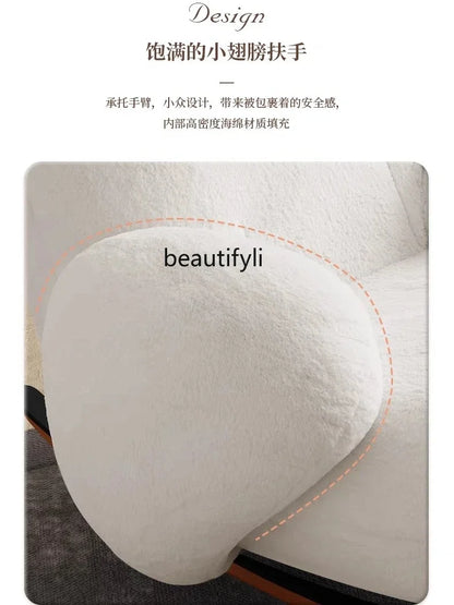 S White Rocking Chair Reclining and Sleeping Cream Single Plush Rocking Chair Lazy Sofa Balcony Leisure Chair  furniture