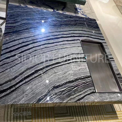 Modern Coffee Table Natural Marble Top Black Marble Coffee Table Center Table for the Living Room