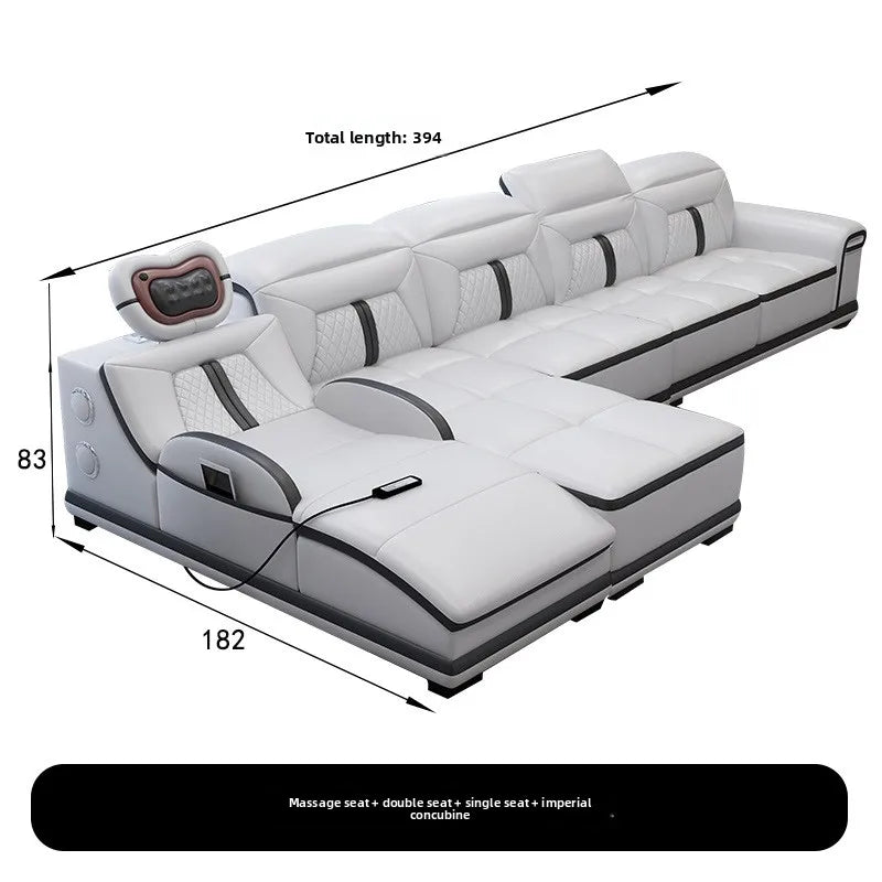 Electric Recliner Sofa with Massage Function Modern Minimalist Sectional Sofa for Large Living Room Smart Multi Functional Couch