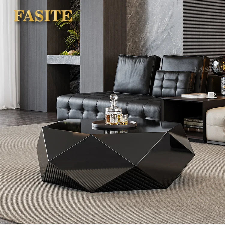 Fashion Italian minimalist gold diamond coffee table designer high-end small apartment modern