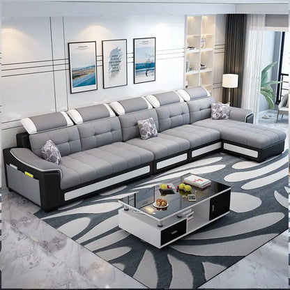 Modern living room removable washable corner three-seat fabric sofa and small apartment fabric sofa