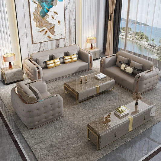 Sofa Genuine Leather Designer Italian  Loveseat Single Canape