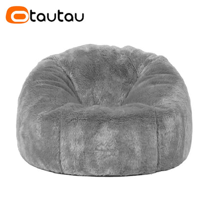 OTAUTAU Fluffy Faux Bunnyf Fur Bean Bag Cover Corner Pouf Cover DD003【No Filler Inside! You Need To Buy Filler By Yourself !】