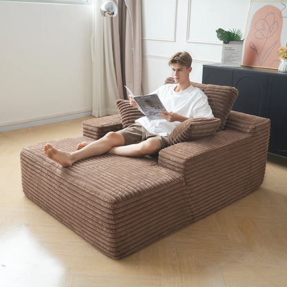 Sdoren 49inch Chaise Lounge Chair Indoor Oversized Corduroy Upholstered Boneless Sofa Bed Deep Seat Sleeper Couch Reading Chairs