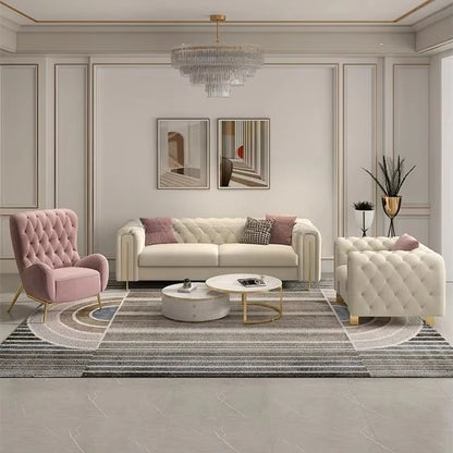 Customizable Modern Leather Combination Upholstered Couch White Sofa Living Room New Model Luxury Tufted Chesterfield-sofa Sets