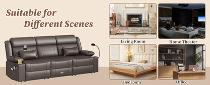 LEVELEVE Home Theater Seating，RV Reclining Sofa Set with Adjustable Headrest， Recliner Sofa with Heat and USB&Type-C, Dawer