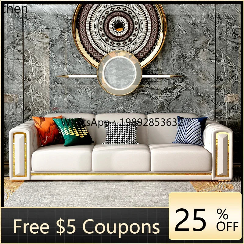 A2-7   new light luxury leather sofa living room combination size modern simple first-layer cowhide sofa