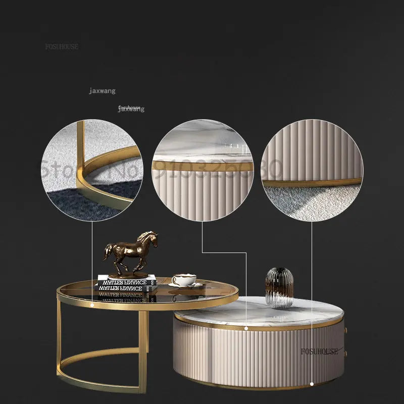 Modern Marble Coffee Tables For Simple Small Apartment Living Room Furniture Sofa Side Household Storage Cabinet End Table Set