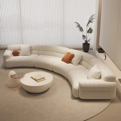 yA38 Minimalist new fan-shaped large flat-layer curved sofa custom left and right concubine lamb wool
