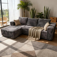 Modular Sectional Sofa Cloud Sectional Couch, 107" Comfy Fluffy L Shaped Dark Black Couches for Living Room