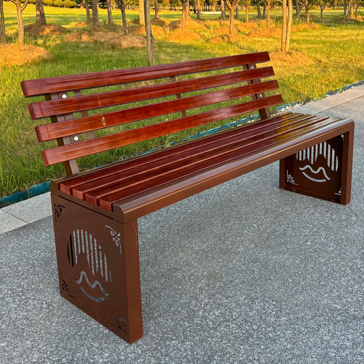 Bancs d'extérieur, repos de parc en bois anticorrosion, chaises à dossier, bancs communautaires carrés d'extérieur, bancs en bois massif, loisirs