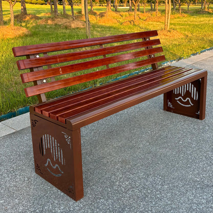 Bancs d'extérieur, repos de parc en bois anticorrosion, chaises à dossier, bancs communautaires carrés d'extérieur, bancs en bois massif, loisirs