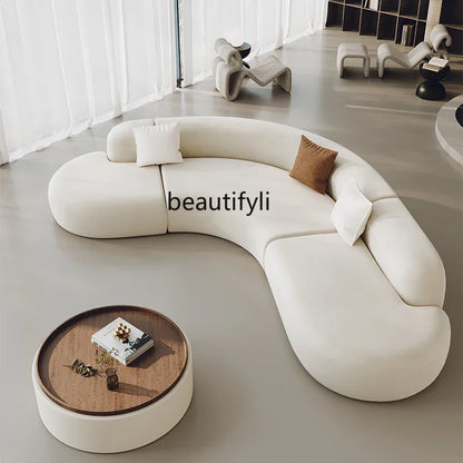 L-shaped corner curved special-shaped sofa small apartment beauty salon hotel office lobby lounge area reception
