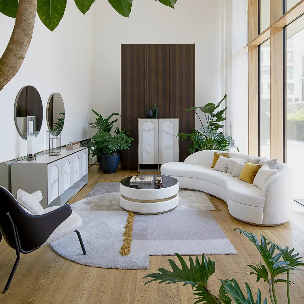 Haute couture French cashew moon sofa cream style designer model wabi sandy wind living room fabric curved