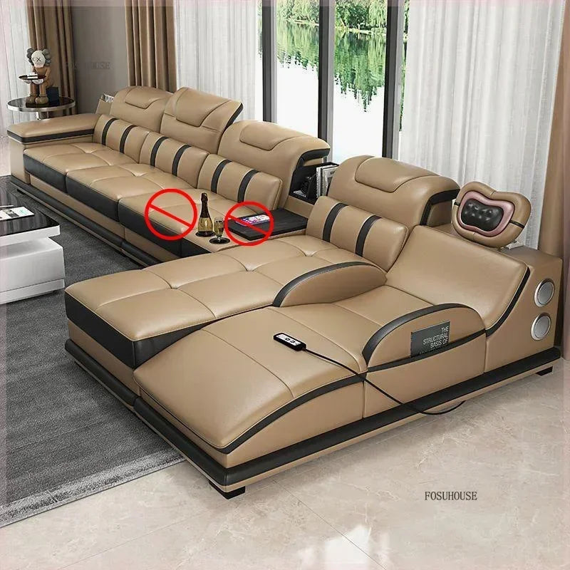 Modern Artificial Leather Living Room Sofa Combination Luxury Chaise Longue High-end Sofas Living Room Furniture