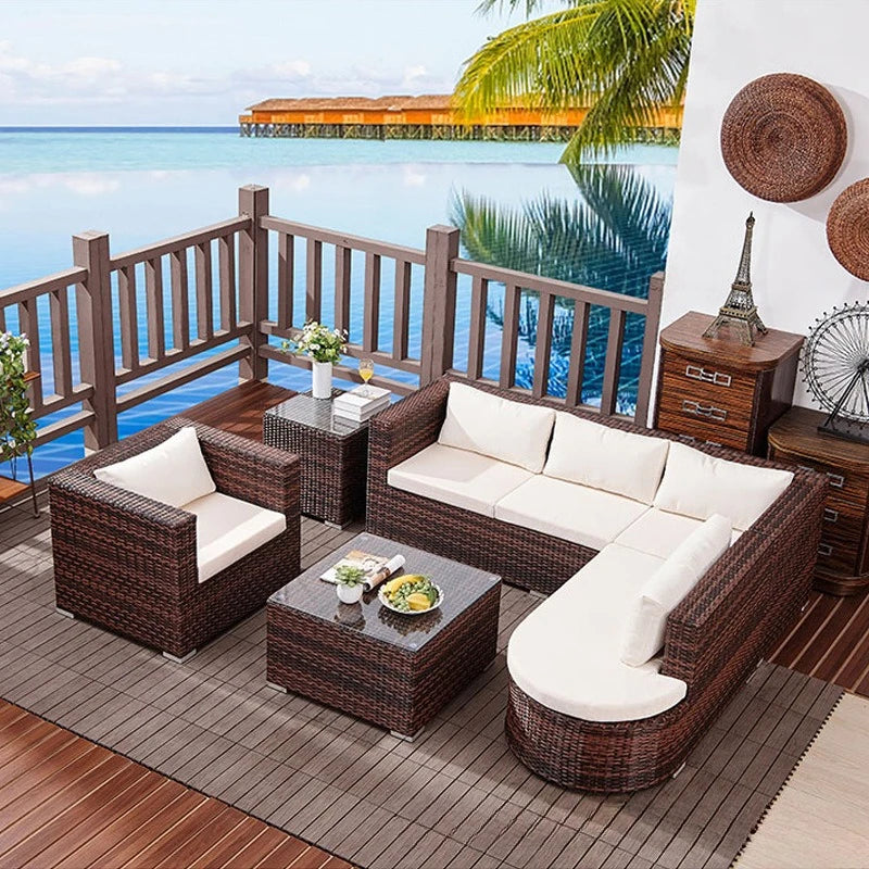 Outdoor sofa leisure balcony set combination villa courtyard sales office lazy rattan furniture small apartment rattan sofa