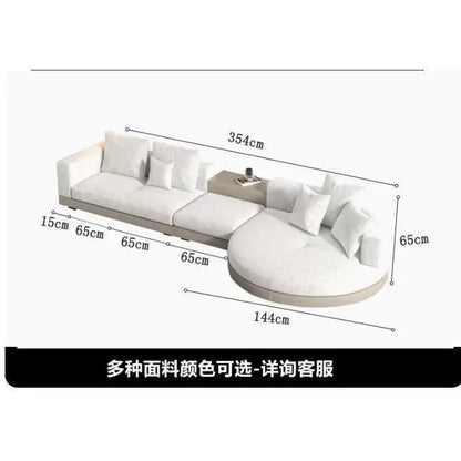 Modern simple straight corner cotton and linen round concubine modern living room sofa