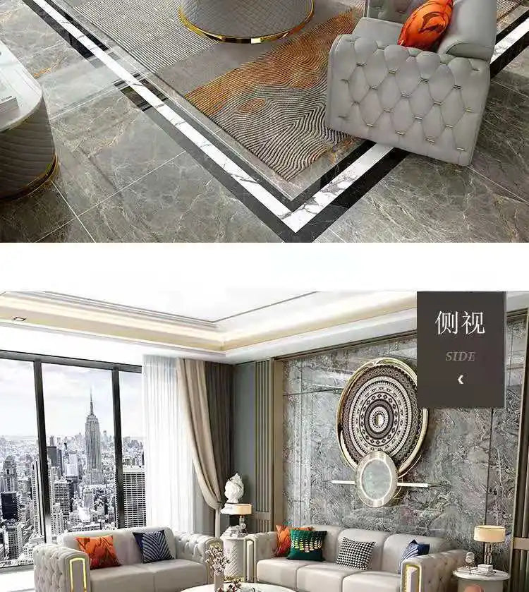 Italian light luxury sofa living room leather sofa first layer cowhide buckle design luxury combination sofa size apartment